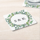 Waterverf Eucalyptus Wedding Kartonnen Onderzetters (Schuin)