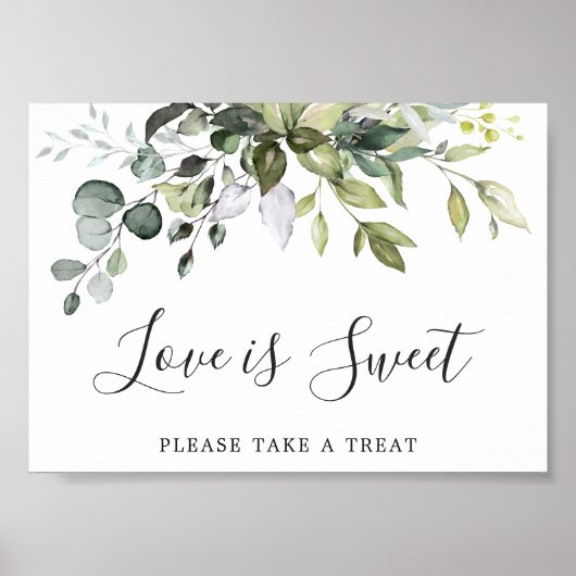 Waterverf Eucalyptus Wedding Love is Sweet Sign Poster (Voorkant)