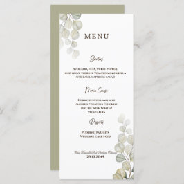 Waterverf Eucalyptus Wedding Menu