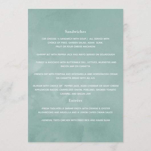 Waterverf Eucalyptus Wedding Menu (Achterkant)