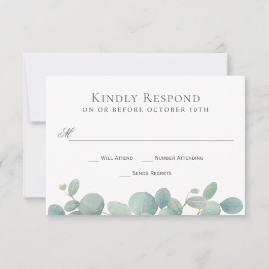 Waterverf Eucalyptus Wedding RSVP (Voorkant)