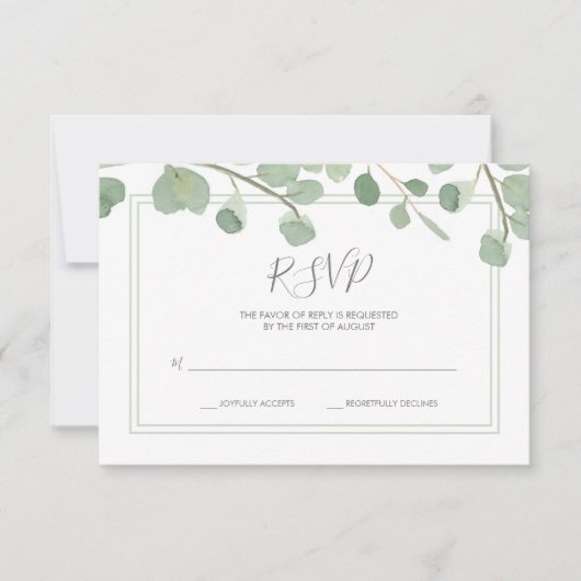 Waterverf Eucalyptus Wedding RSVP (Voorkant)