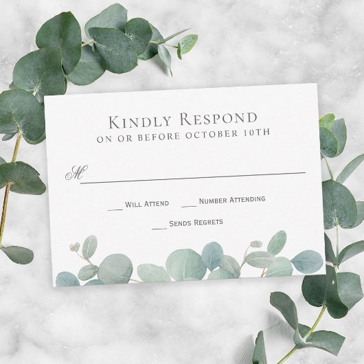 Waterverf Eucalyptus Wedding RSVP