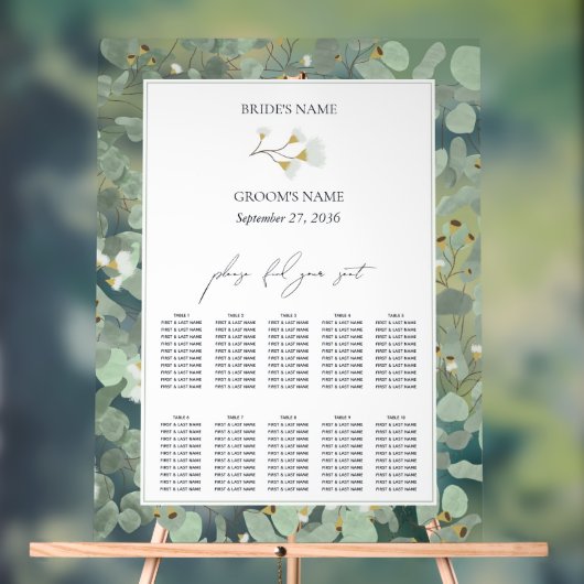 Waterverf Eucalyptus Wedding Seating Chart Acryl Bord (Neutraal)