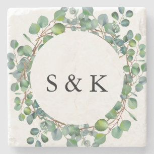 Waterverf Eucalyptus Wedding Stenen Onderzetter