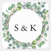Waterverf Eucalyptus Wedding Vierkante Sticker (Voorkant)