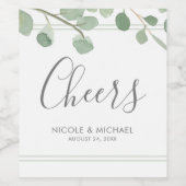 Waterverf Eucalyptus Wedding Wijn Etiket (Enkel label)