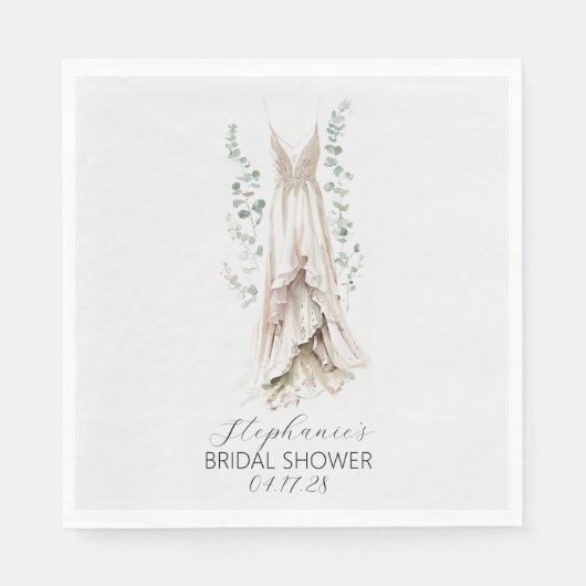 Waterverf Eucalyptus & White Dress Vrijgezellenfee Servet (Voorkant)