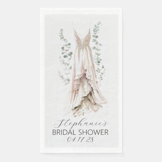 Waterverf Eucalyptus & White Dress Vrijgezellenfee Servet (Voorkant)