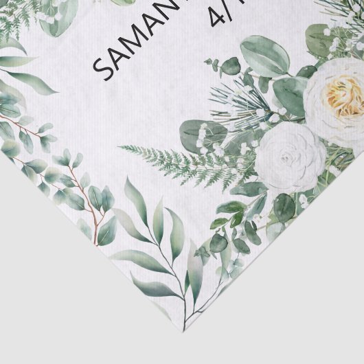 Waterverf Eucalyptus White Floral Tissuepapier (Detail)