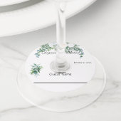 Waterverf Eucalyptus White Flower Floral Wijnglaslabel (Dichtbij)