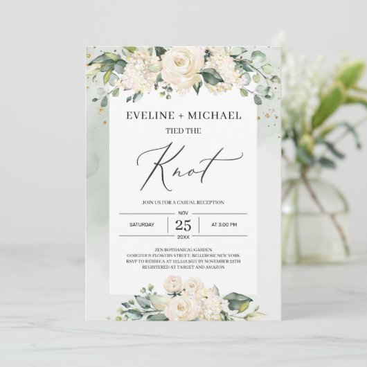 Waterverf eucalyptus white roses development kaart (Staand voorkant)
