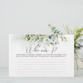 Waterverf eucalyptus Wie ben ik bruidsfeest spel Briefpapier (Staand voorkant)