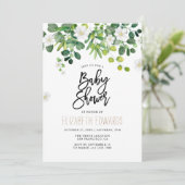 Waterverf Eucalyptus Wildflowers Baby shower Kaart (Staand voorkant)
