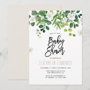 Waterverf Eucalyptus Wildflowers Baby shower Kaart