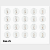 Waterverf Eucalyptus & Witte Jurk Bruidsdouche Ronde Sticker (Vel)
