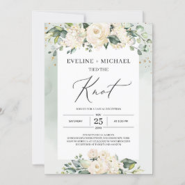 Waterverf eucalyptus witte rozen elopement kaart