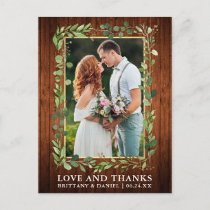 Waterverf Eucalyptus Wood Gold Love en Bedankt Briefkaart