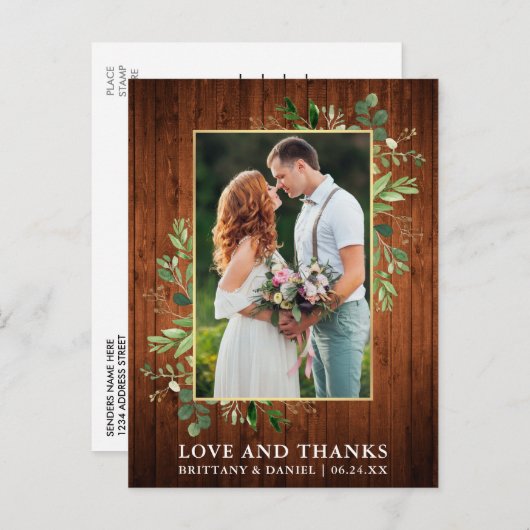 Waterverf Eucalyptus Wood Weddenschap Bedankt Briefkaart (Voorkant / Achterkant)