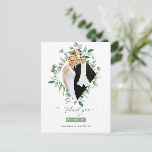 Waterverf Eucalyptus Woodland groen dank u Briefkaart (Staand voorkant)