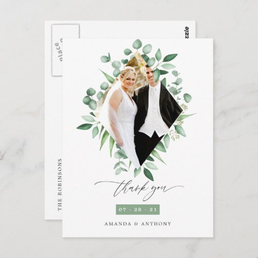 Waterverf Eucalyptus Woodland groen dank u Briefkaart (Voorkant / Achterkant)