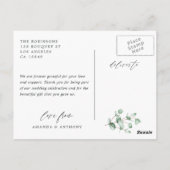 Waterverf Eucalyptus Woodland groen dank u Briefkaart (Achterkant)