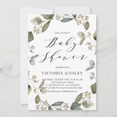 Waterverf Eucalyptus WreatBaby shower Kaart (Voorkant)