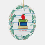 Waterverf Eucalyptus Wreath Apple Books Leerster Keramisch Ornament (Rechts)