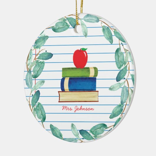 Waterverf Eucalyptus Wreath Apple Books Leerster Keramisch Ornament (Links)