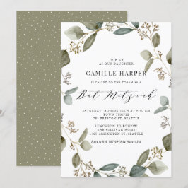 Waterverf Eucalyptus Wreath Bat Mitzvah Kaart