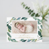 Waterverf Eucalyptus Wreath Birth Announter Aankondiging (Staand voorkant)