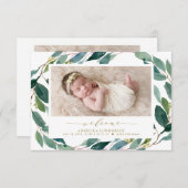 Waterverf Eucalyptus Wreath Birth Announter Aankondiging (Voorkant / Achterkant)