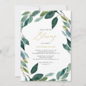 Waterverf Eucalyptus Wreath Blessing Kaart (Voorkant)