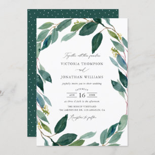Waterverf Eucalyptus Wreath Botanical Wedding Kaart