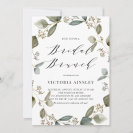 Waterverf Eucalyptus Wreath Bridal Brunch Kaart