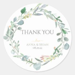 Waterverf Eucalyptus Wreath Greenery Wedding Ronde Sticker
