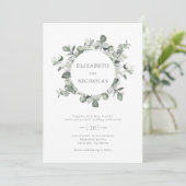 Waterverf Eucalyptus Wreath Wedding Kaart (Staand voorkant)