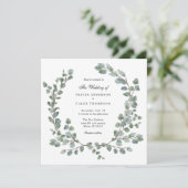 Waterverf Eucalyptus Wreath Wedding Kaart (Staand voorkant)