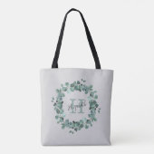 Waterverf Eucalyptus Wreatmonogram Canvas tas (Achterkant)