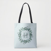 Waterverf Eucalyptus Wreatmonogram Canvas tas