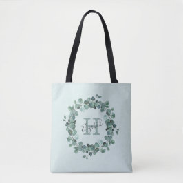 Waterverf Eucalyptus Wreatmonogram Canvas tas