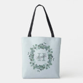 Waterverf Eucalyptus Wreatmonogram Canvas tas (Achterkant)