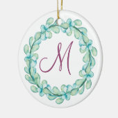 Waterverf Eucalyptus Wreatmonogram kerstmis Keramisch Ornament (Links)