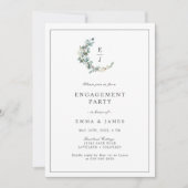 Waterverf Eucalyptus Wreatmonogram Verloving Kaart (Voorkant)