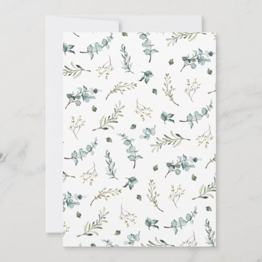 Waterverf Eucalyptus Wreatmonogram Verloving Kaart (Achterkant)