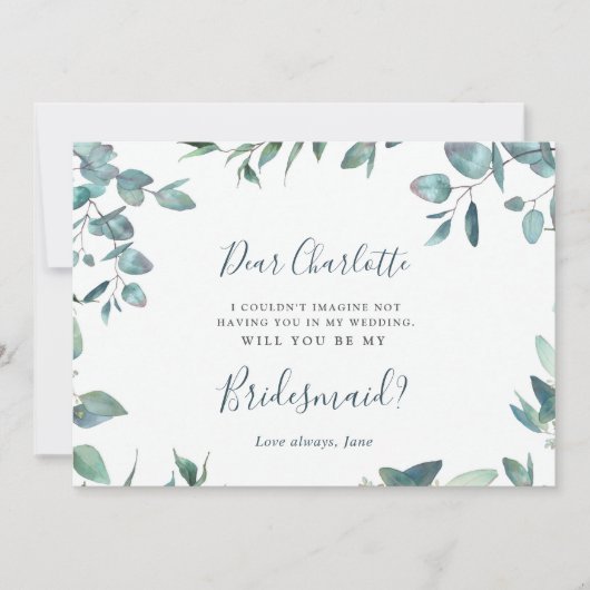 Waterverf Eucalyptus zal je mijn Bridesmaid zijn Kaart (Voorkant)