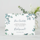 Waterverf Eucalyptus zal je mijn Bridesmaid zijn Kaart (Staand voorkant)