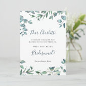 Waterverf Eucalyptus zal je mijn Bridesmaid zijn Kaart (Staand voorkant)