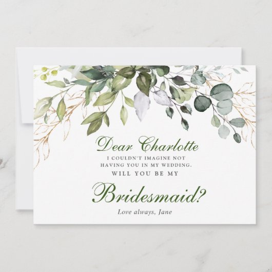 Waterverf Eucalyptus zal je mijn Bridesmaid zijn Kaart (Voorkant)
