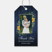 Waterverf Eucalyptus Zonnebloem Blauw Hout Bruilof Cadeaulabel (Voorkant)